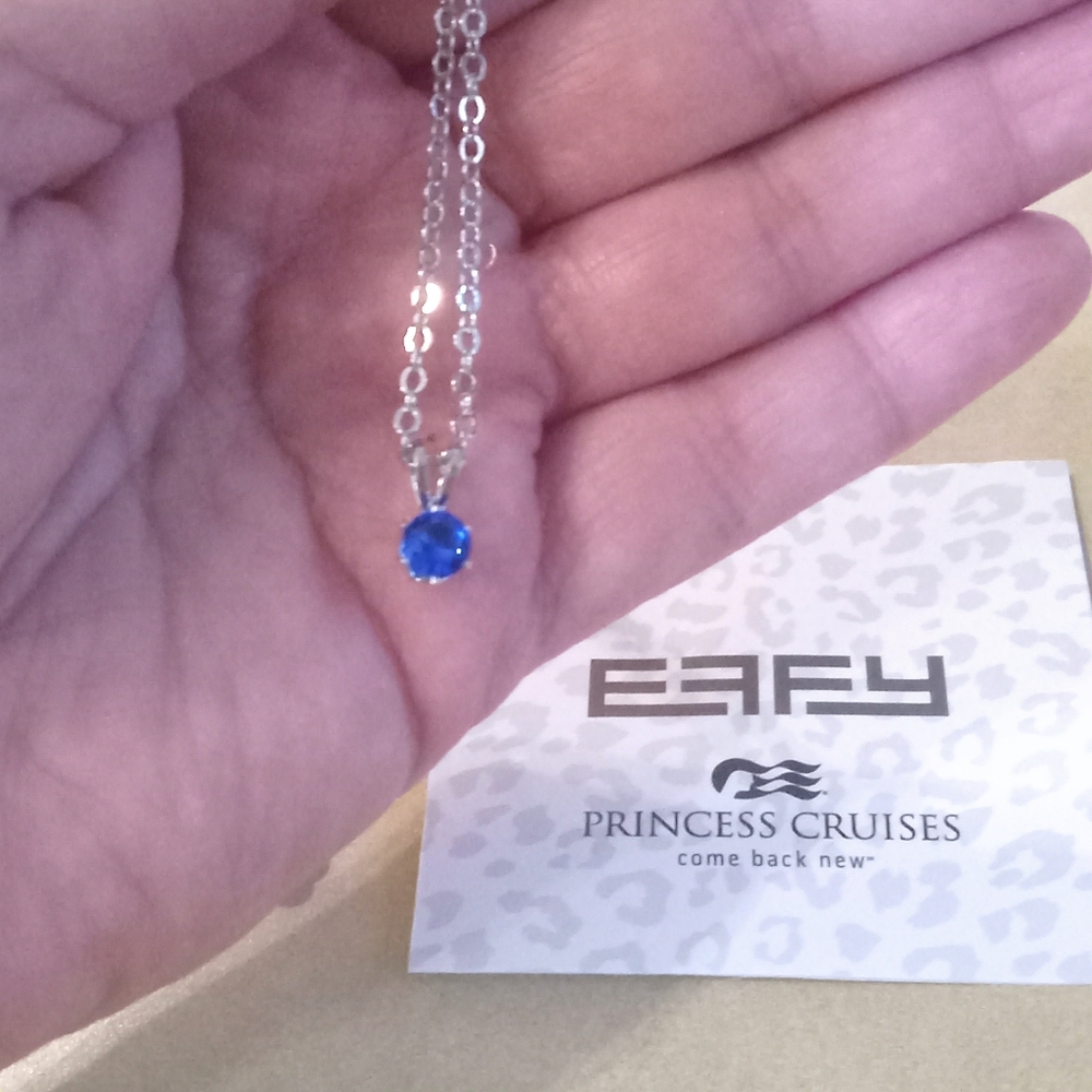 EFFY Princess Cruises Silver Tone Necklace W/Blue Stone NEW.